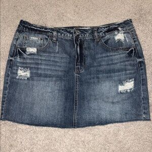 Vanilla Star Blue Distressed Mini Skirt